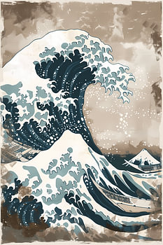 Traditionele Japanse golven: vintage ukiyo-e-kunst