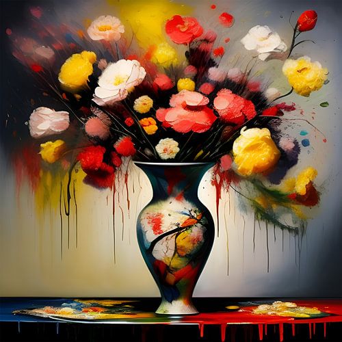 Surrealistisch stilleven met bloemen
