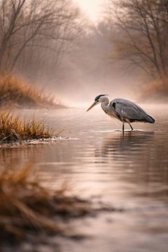 Graureiher im Morgennebel von Christina Bauer Photos