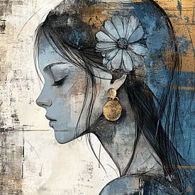 Gold-Ohrring | Frau Profil Gold-Ohrring von Kunst Laune