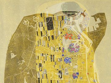 Kaart van Den Helder met de Kus van Gustav Klimt van Map Art Studio