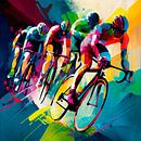 Impressionistisch schilderij met wielrenners. Deel 11 van Maarten Knops thumbnail