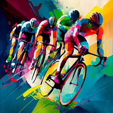 Impressionist painting with cyclists. Part 11 by Maarten Knops