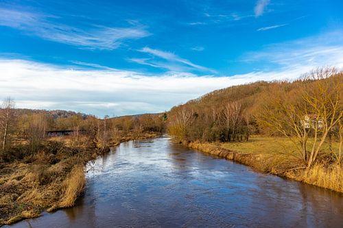 Historische Werrabrug op de grens tussen Thüringen en Hessen
