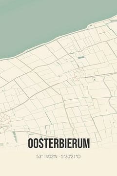 Vintage landkaart van Oosterbierum (Fryslan) van MijnStadsPoster