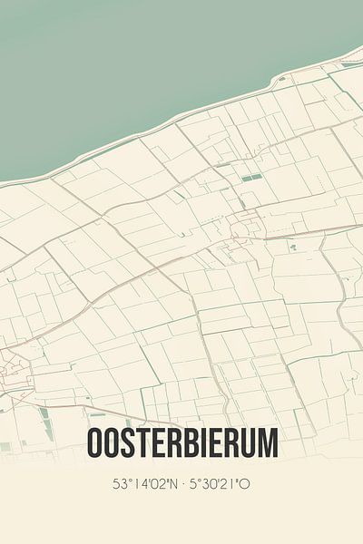 Vintage map of Oosterbierum (Fryslan) by Prints of Place