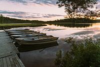 Boats in the lake of Säfsen resort in Dalarna Zweden