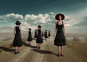 Meisjes in zwarte jurken