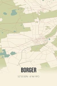 Vintage landkaart van Borger (Drenthe) van Rezona