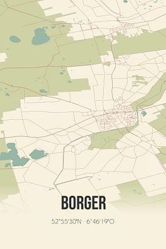 Vintage landkaart van Borger (Drenthe) van MijnStadsPoster