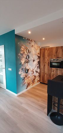 Pusteblume Schirmchen mit Tau in türkis