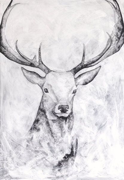 Stag watercolour by Janneke Wiersma