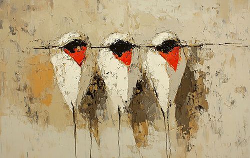 Rode en Zwarte Vogel Kunst van Zen en Meer