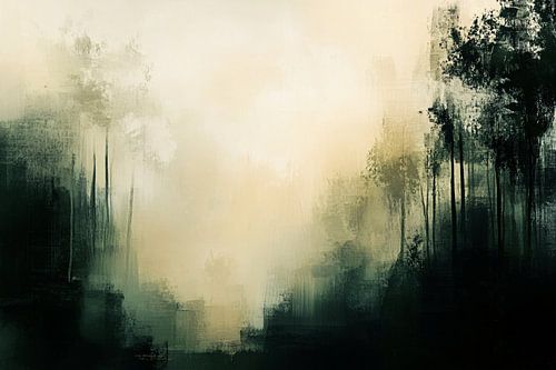 Abstract bos in mistige sfeer.