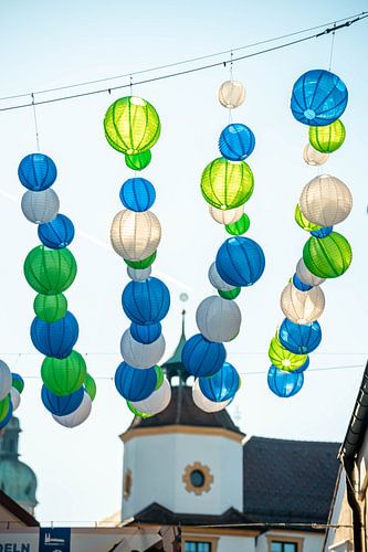 Zomerlantaarns in de Gerberstraße Kempten im Allgäu