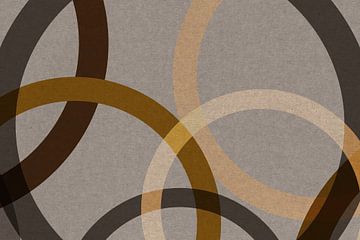 Abstracte organische vormen in bruin, oker, beige. Moderne geometrie in retrostijl nr. 9 van Dina Dankers