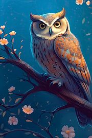 Colourful animal portrait: Tawny owl by Christian Ovís