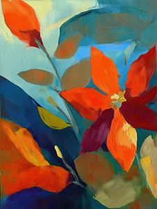 Modern Abstract. Blumen mit warmen Farben und organischen Formen