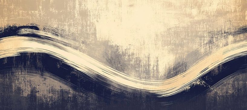 Wavy Contrast | Abstract White Wave on Dark by Modern Collection