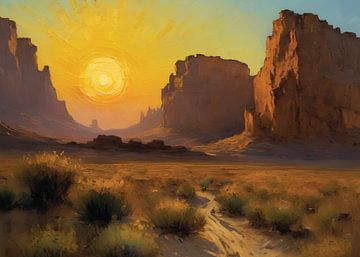 Coucher de soleil dans le désert sur Timba Art