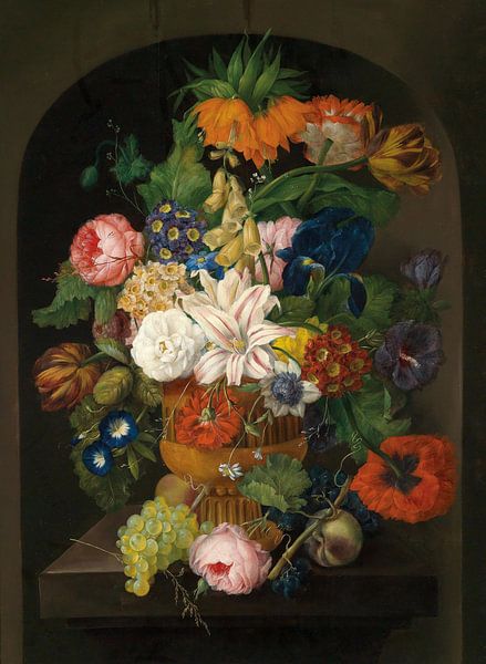 Blumenstillleben mit Weintrauben, Johann Baptist Drechsler von Meisterhafte Meister