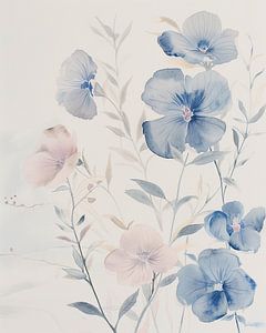Harmonische Komposition aus rosa und blauer Flora