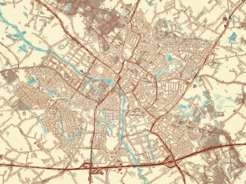Map of Doetinchem in the style Blue &amp; Cream by De Kaartenwinkel