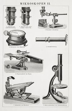 Antieke gravure Microscopen I van Studio Wunderkammer