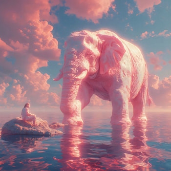 Surrealistische ontmoeting in roze