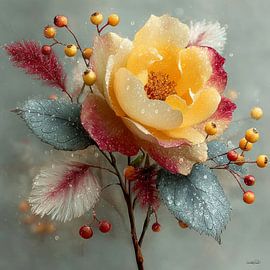 yellow flower with water and icing by Gelissen Artworks