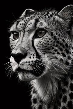 Beautiful black-and-white portrait of a cheetah by Art & Soul Creations