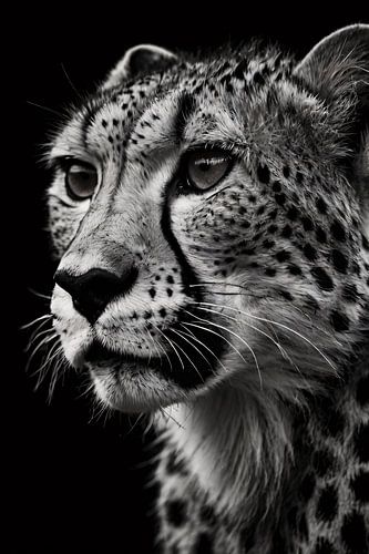 Prachtig zwart-wit portret van een cheeta