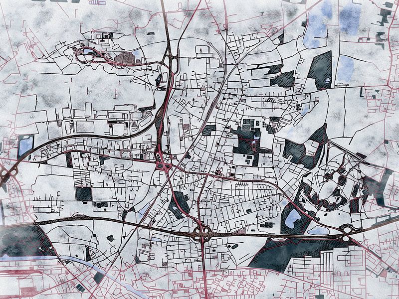 Carte de Langenhagen avec le style 'White Winter' par Maporia