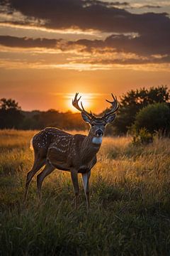 Majestic deer at beautiful sunset by Art & Soul Creations