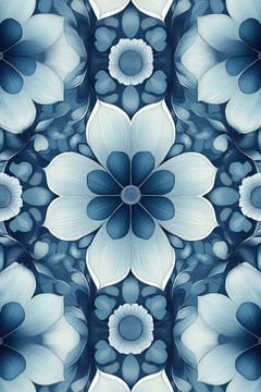 Geometric Blue Blossoms van Kunstkabinet