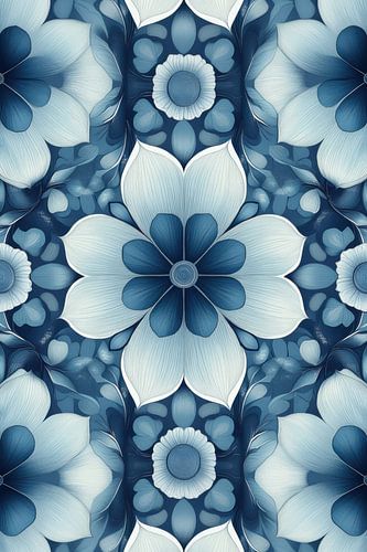 Geometric Blue Blossoms