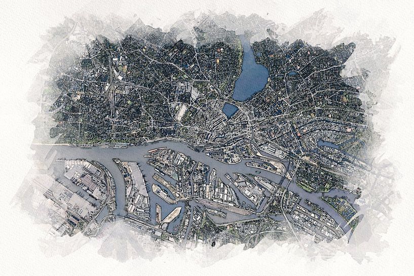 Map of Hamburg by Aquarel Creative Design