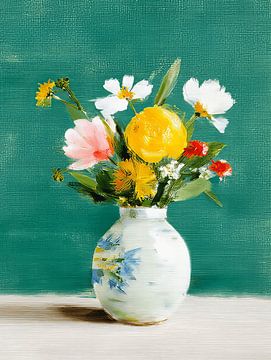 Vase mit Feldblumenstrauß