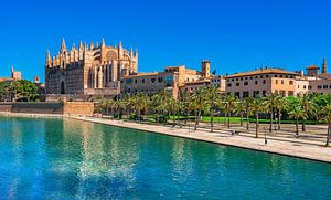 Spanien, Blick auf die Kathedrale und den Parc de la Mar in Palma de Mallorca von Alex Winter