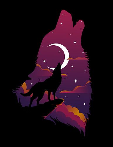 Howling Wolf Illustration by Qiwary Shop