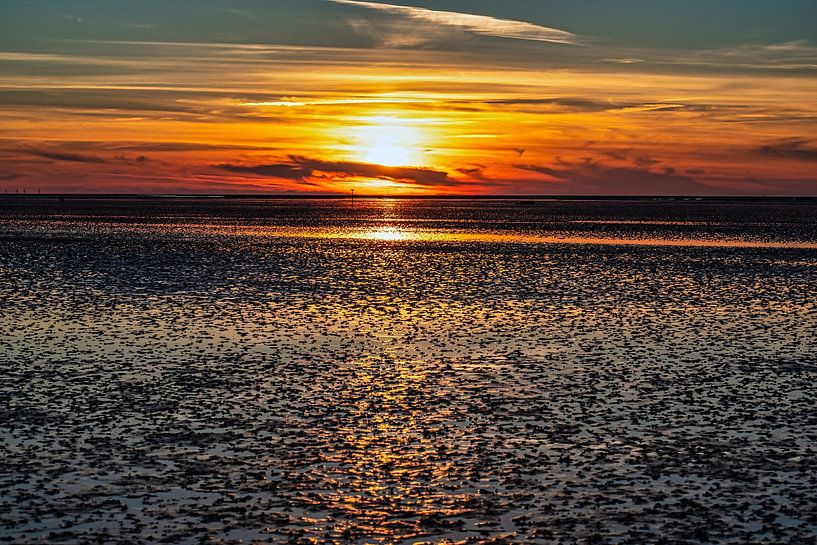 Licht en schaduw in de Noord-Duitse Waddenzee van Thomas Riess
