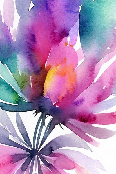 Bunte abstrakte Aquarellblumen von Tiny Treasures