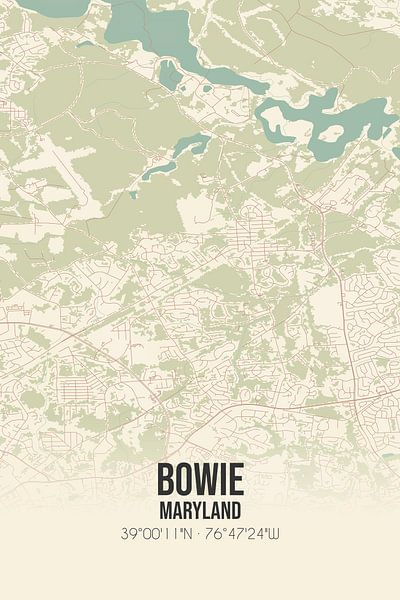 Vintage map of Bowie (Maryland), USA. by Prints of Place