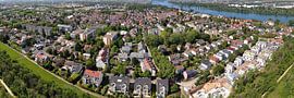 Stadtteil Weisenau der Stadt Mainz, Luftbild Panorama von menard.design - (Luftbilder Onlineshop)