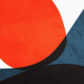 Hedendaagse minimalistische, geometrische, abstracte kunst, levendige tinten, kleurrijk van Online Arts