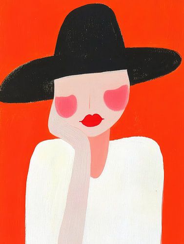 Woman with red blushes