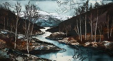 Scandinavisch berglandschap met rivier van Nick Wendt