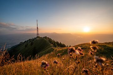 Coucher de soleil sur le Grünten sur Leo Schindzielorz