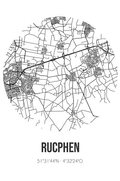 Rucphen (Noord-Brabant) | Map | Black and white by Prints of Place
