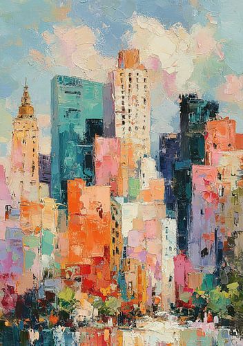 An abstract urban skyline in a riot of colour by Niklas Maximilian